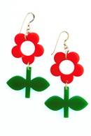 Cissi och Selma Earring Blom Vallmo/Basilika - Flower in Red/Green