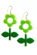 Cissi och Selma Earrings Blom Lime/Basilika - Green flower