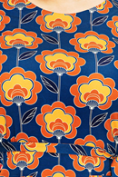 Cissi och Selma Doris dress Retroblom blåbrun - Navy blue dress with orange flowers - organic cotton jersey