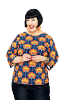 Vendela top Retroblom blåbrun