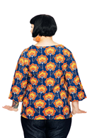 Vendela top Retroblom blåbrun