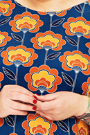 Vendela top Retroblom blåbrun