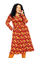 Helga dress kronblad vinröd - burgundy printed long sleeve dress