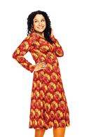 Helga dress kronblad vinröd - burgundy printed long sleeve dress