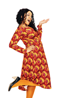 Helga dress kronblad vinröd - burgundy printed long sleeve dress