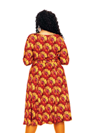 Helga dress kronblad vinröd - burgundy printed long sleeve dress