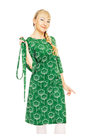 Doris dress Retroblom Grön - green retro flower print
