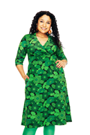 Vera dress 1970 mörkgrön - green retro flower print