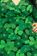 Vera dress 1970 mörkgrön - green retro flower print