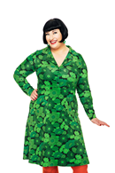 Viveca klänning 1970 Mörkgrön - mönstrad retro