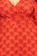 Vera dress miniblom röd - Flower print v-neck dress in organic cotton