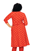 Vera dress miniblom röd - Flower print v-neck dress in organic cotton