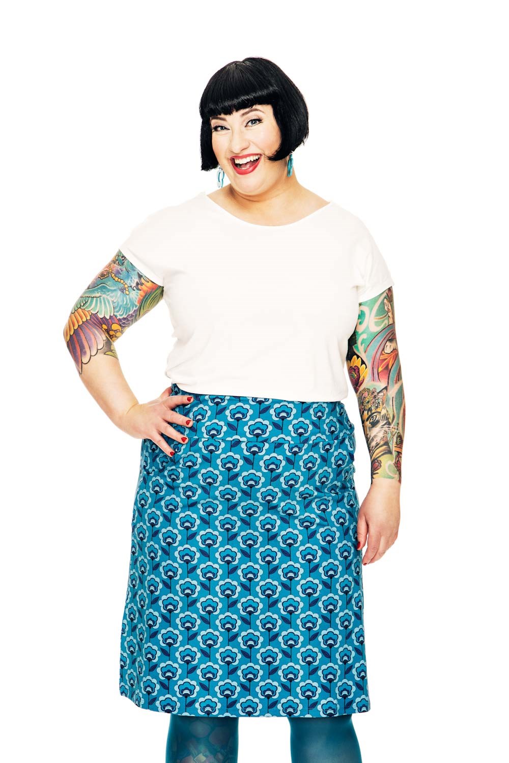 Majken skirt miniblom blå