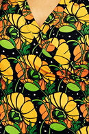 Susanne topp Kronblad Senap långärmad mönstrad gul omlott topp i viskos