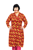 Anna-Klara klänning Kronblad Vinröd - blommig omlottklänning i viskos