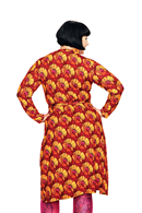 Anna-Klara klänning Kronblad Vinröd - blommig omlottklänning i viskos