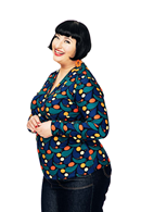 Susanne top Droppe Dark blue viscose wrap top with long sleeves