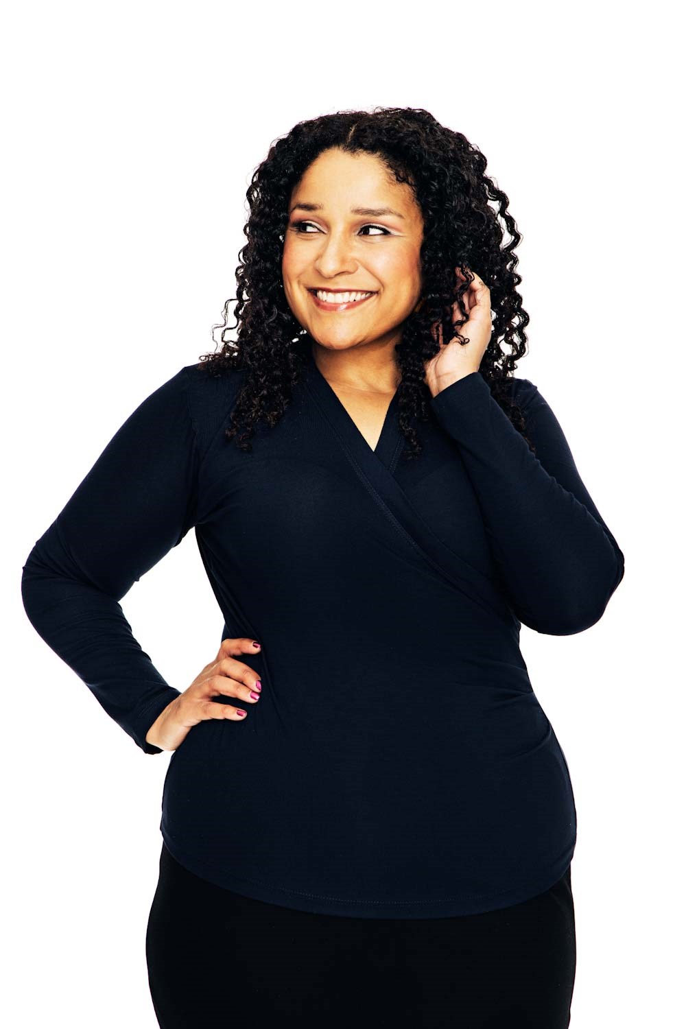 Susanne top Marinblå Navy long sleeve wrap shirt