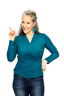 Susanne topp Petrol långärmad omlott topp i viskos