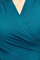 Susanne top Petrol Blue long sleeve wrap shirt