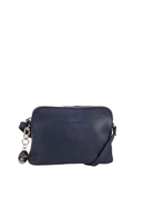 Shoulder bag in navy blue leather