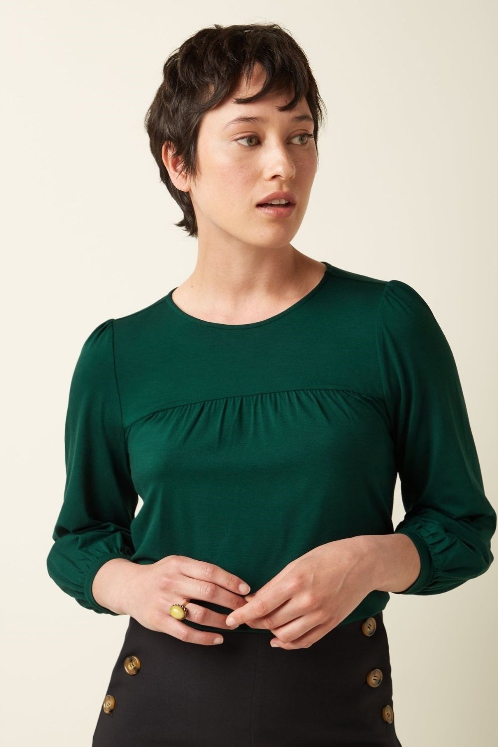 King Louie Luella top Botanical green