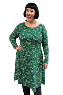 Kajsa dress Retroblom Grön - green flower print dress