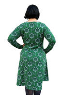Kajsa dress Retroblom Grön - green flower print dress