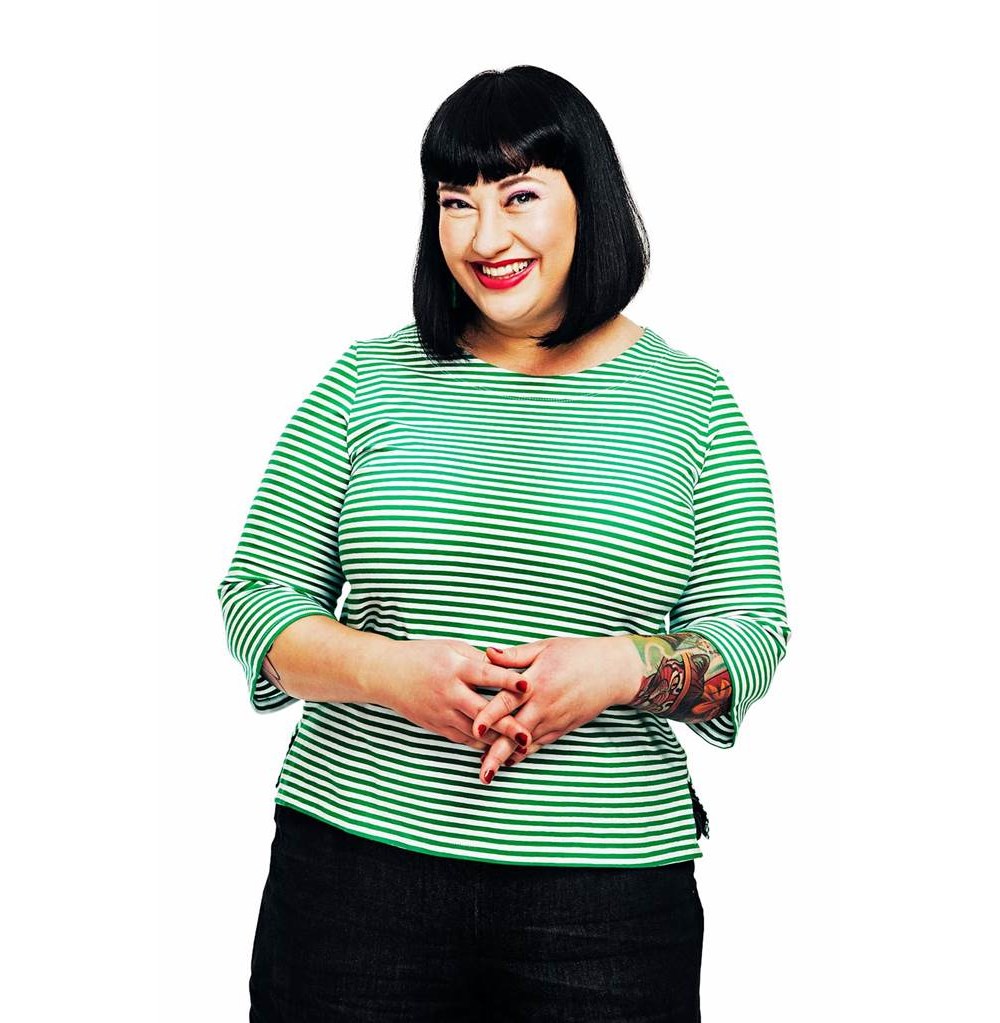 Vendela jersey top with green stripes