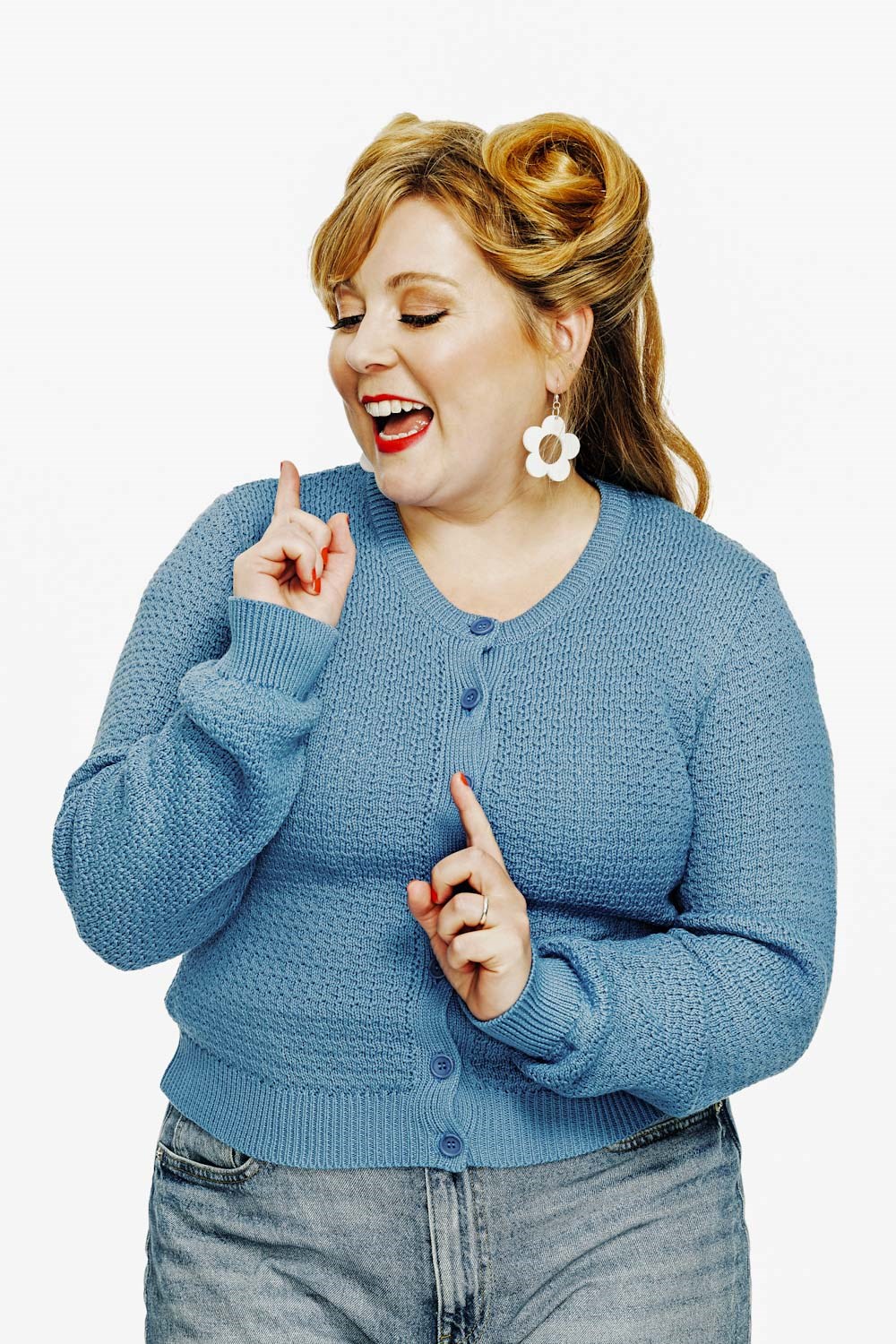 Sigrid cardigan Himmel - Light blue - knitted in organic cotton
