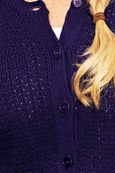 Sigrid kofta Lila stickad kofta i ekologisk bomull