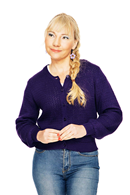 Sigrid kofta Lila stickad kofta i ekologisk bomull