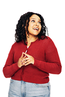 Sigrid kofta Läppstift - Hallonröd stickad kofta i ekologisk bomull