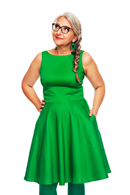 Saga klänning gräs - Ärtgrön ärmlös partyklänning