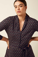 Emmy dress Jangle black - Black floral print viscose dress