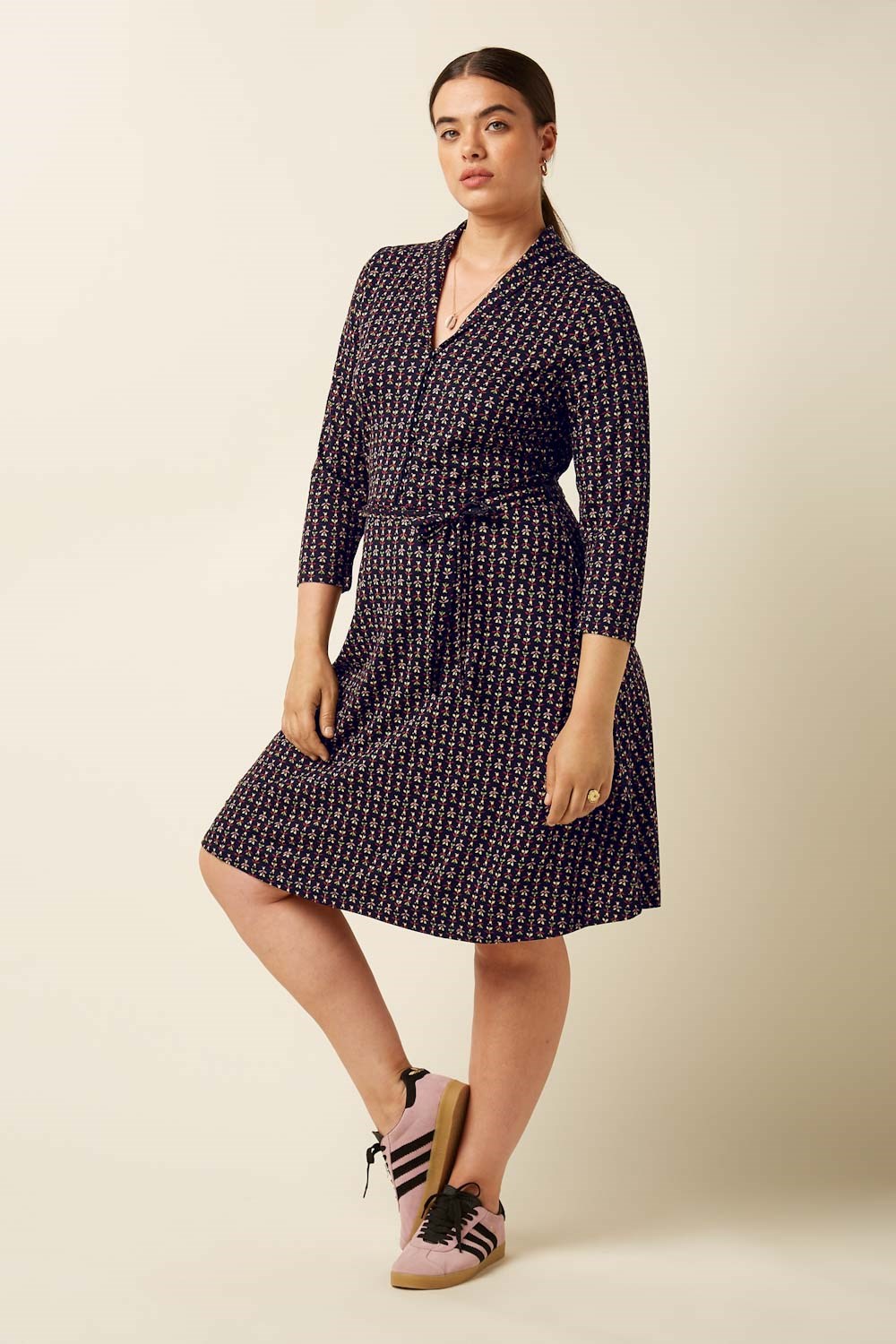 Emmy dress Jangle black - Black floral print viscose dress