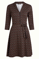 Emmy dress Jangle black - Black floral print viscose dress