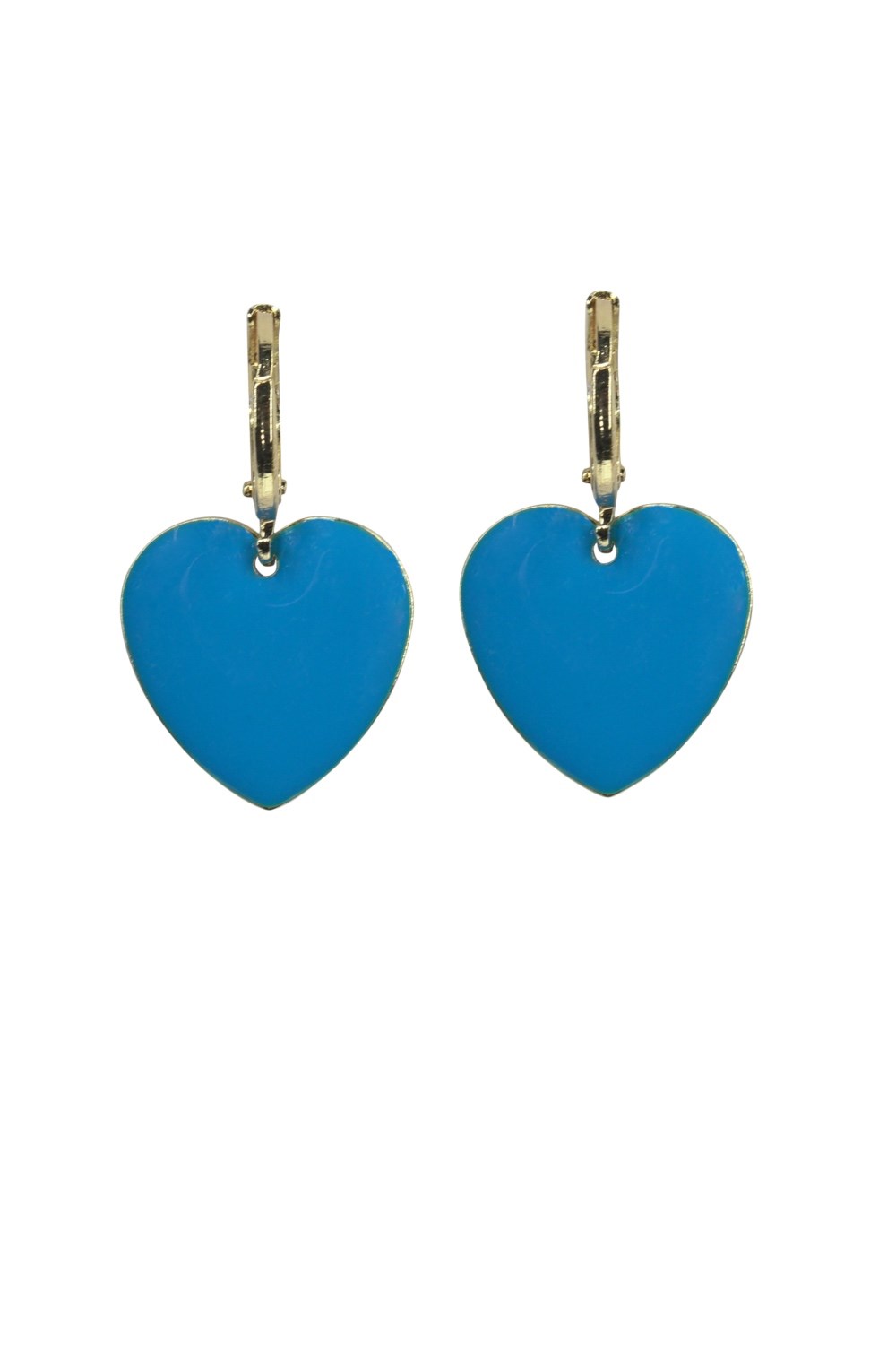 Urban Hippies Earring hearts Capri blue - Blue brass earrings