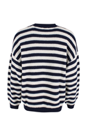Danefae Eva wool sweater navy/beige - Breton knitted jumper