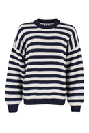 Danefae Eva wool sweater navy/beige - Breton knitted jumper