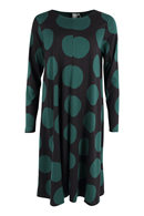 Alberte interlock dress black dreamy dots - printed green