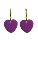 Urban Hippies Earrings Hearts violet - Purple heart shaped earrings