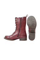 Pandora Wine - lace-up leather boots in Burgundy