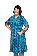 Monica dress miniblom blå - Blue jersey dress