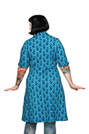 Cissi och Selma Monica dress miniblom blå - Blue floral print shirt dress in organic cotton