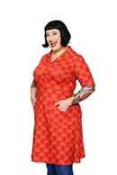 Monica dress miniblom red - flower print retro shirt dress