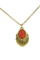 Urban Hippies Necklace blood coral - shell shaped pendant in gold-plated steel