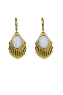 Earrings Venus Opal white - shell shaped in gold pleated steel