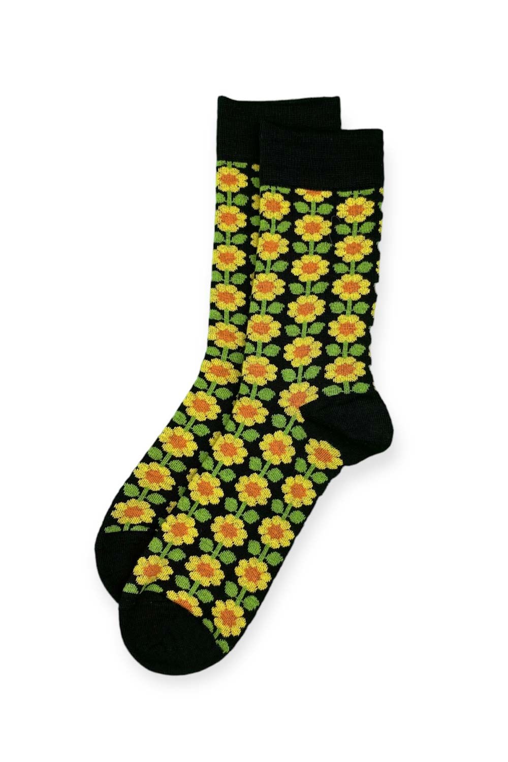 Socks wool cloudberry yellow and orange print