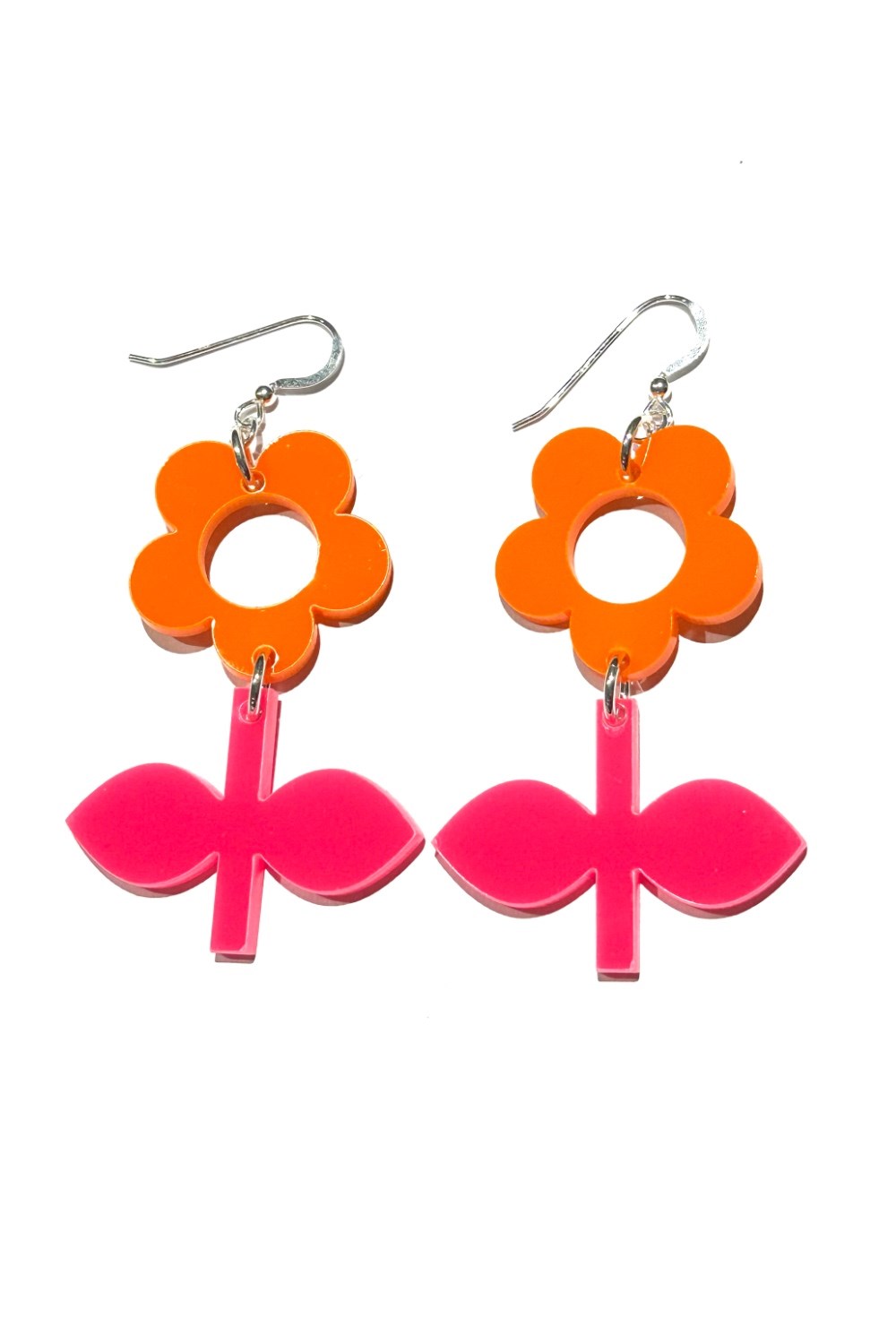 Cissi och Selma Earring Blom Apelsin/Pion - Flower in Orange/Fuchsia